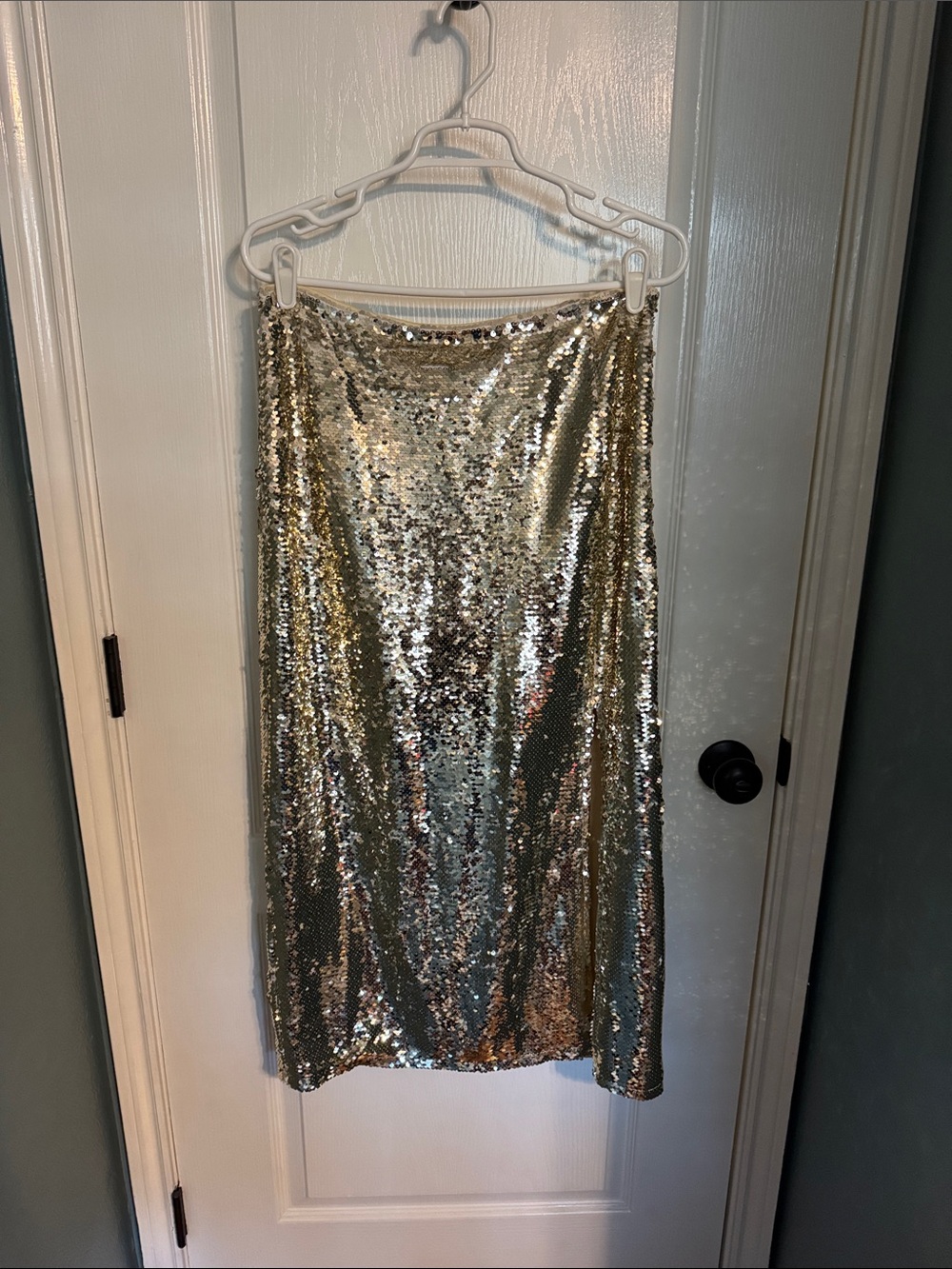 Vici Gold Sequin Midi Skirt